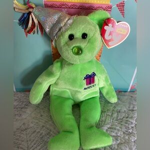 🎈 AUGUST BIRTHDAY RETIRED COLLECTIBLE TY BEANIE BABY “AUGUST” BEAR! MWMT!
